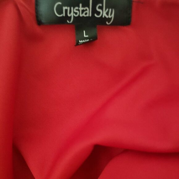 Crystal Sky Red Half Shoulder Dress - Picture 3 of 3